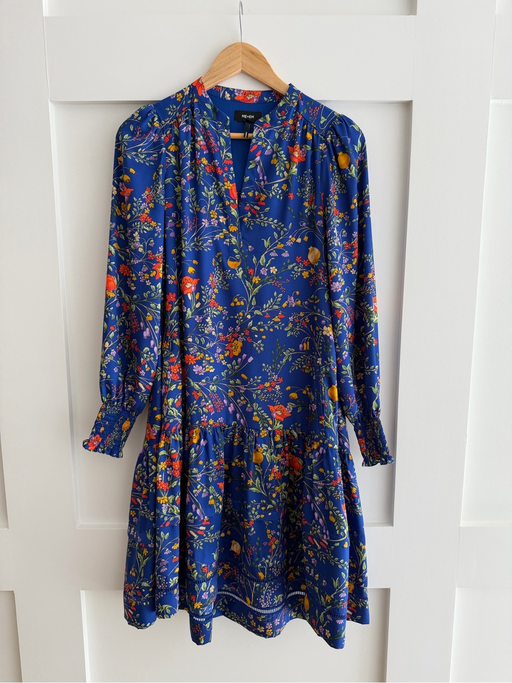 Me+Em Knee Length Floral Dress in Royal Blue - size US 4